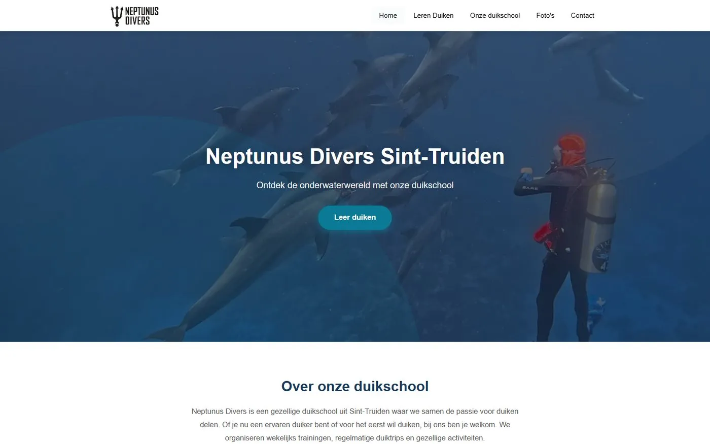 Schermafbeelding van de website van Neptunus Divers